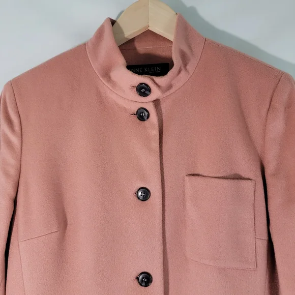 Anne Klein Salmon Pink/Peach 100% Cashmere Single Breasted Peacoat Blazer Size 8 - Picture 2 of 12